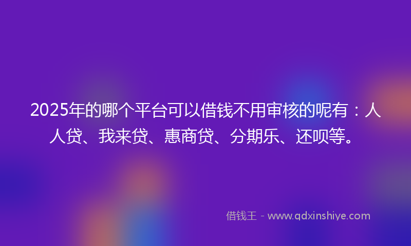 2025年的哪个平台可以借钱不用审核的呢有：人人贷、我来贷、惠商贷、分期乐、还呗等。