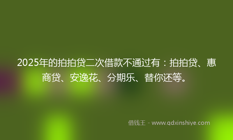 2025年的拍拍贷二次借款不通过有：拍拍贷、惠商贷、安逸花、分期乐、替你还等。