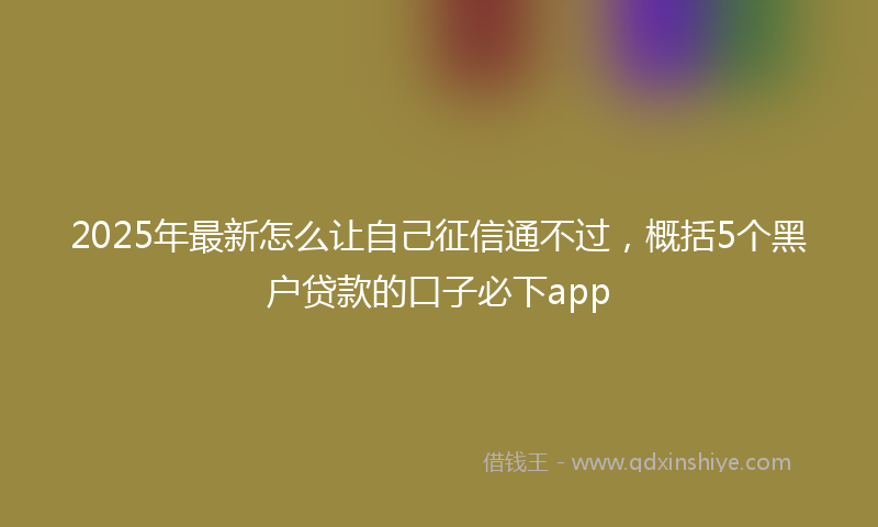 2025年最新怎么让自己征信通不过，概括5个黑户贷款的口子必下app