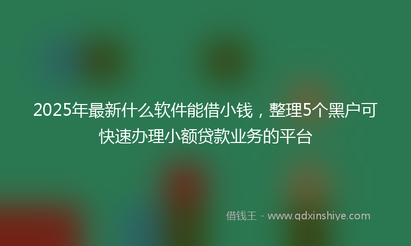 2025年最新什么软件能借小钱，整理5个黑户可快速办理小额贷款业务的平台