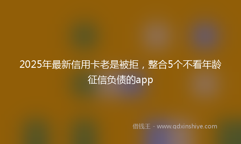 2025年最新信用卡老是被拒，整合5个不看年龄征信负债的app