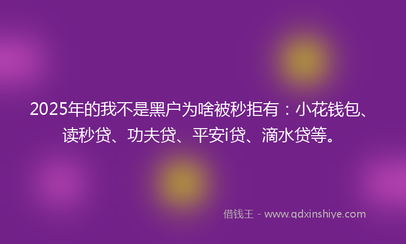 2025年的我不是黑户为啥被秒拒有：小花钱包、读秒贷、功夫贷、平安i贷、滴水贷等。