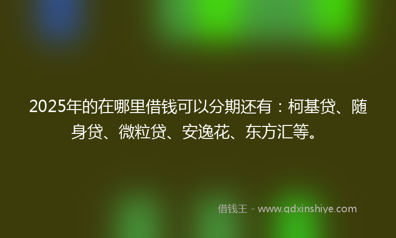 2025年的在哪里借钱可以分期还有：柯基贷、随身贷、微粒贷、安逸花、东方汇等。