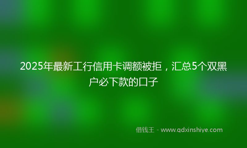 2025年最新工行信用卡调额被拒，汇总5个双黑户必下款的口子