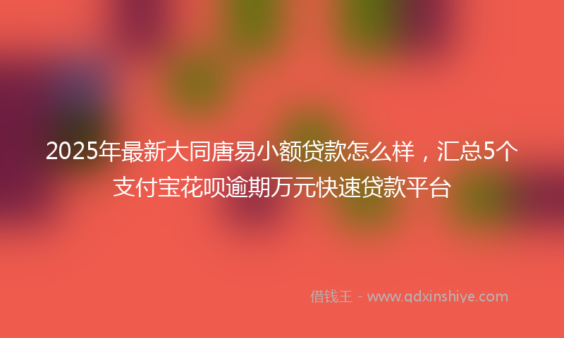 2025年最新大同唐易小额贷款怎么样，汇总5个支付宝花呗逾期万元快速贷款平台