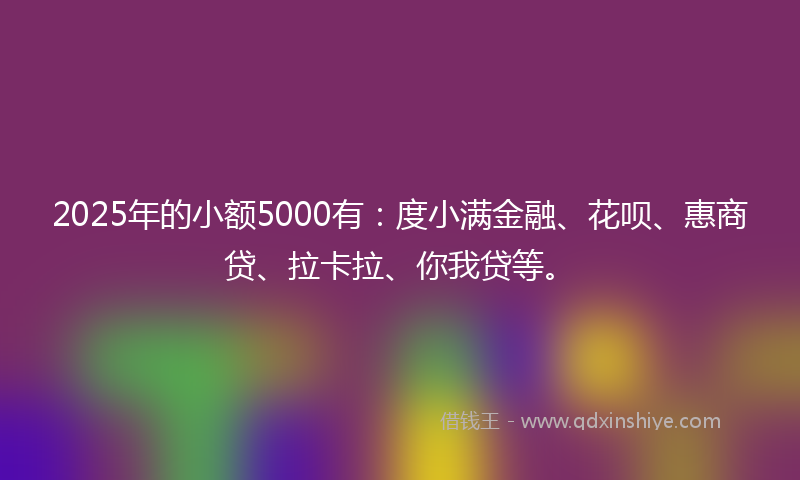 2025年的小额5000有：度小满金融、花呗、惠商贷、拉卡拉、你我贷等。