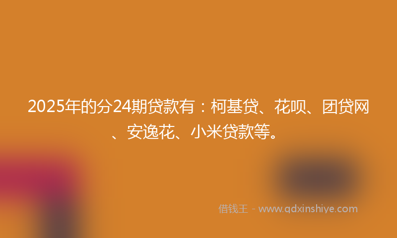 2025年的分24期贷款有：柯基贷、花呗、团贷网、安逸花、小米贷款等。