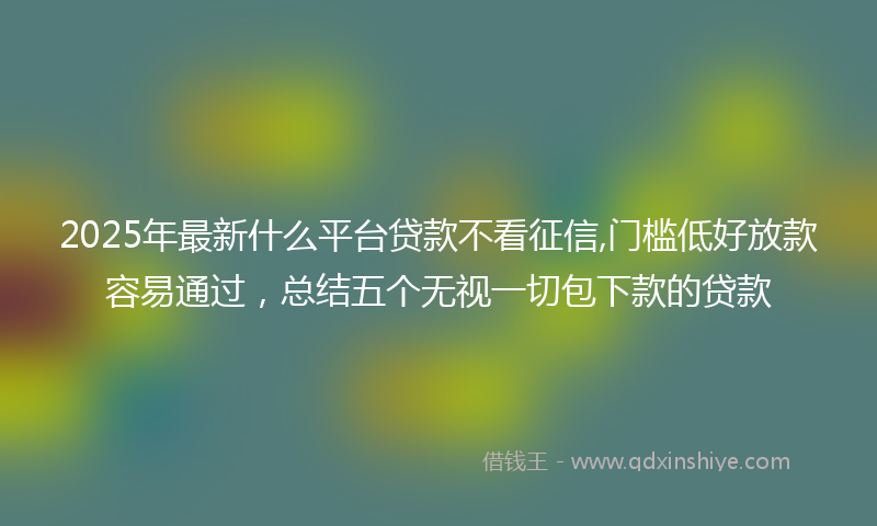 2025年最新什么平台贷款不看征信,门槛低好放款容易通过，总结五个无视一切包下款的贷款
