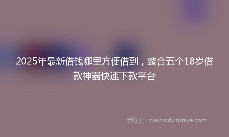 2025年最新借钱哪里方便借到，整合五个18岁借款神器快速下款平台