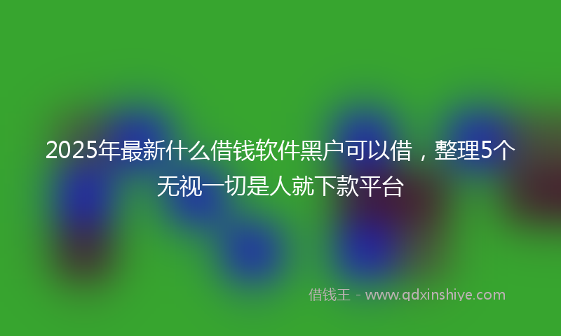 2025年最新什么借钱软件黑户可以借，整理5个无视一切是人就下款平台