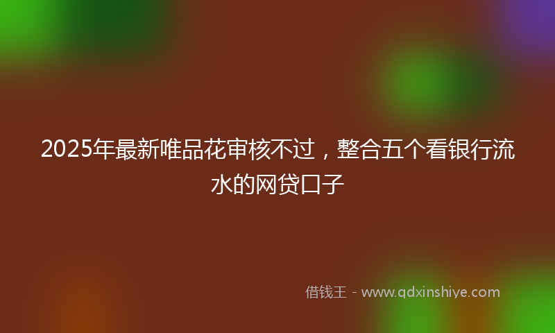 2025年最新唯品花审核不过，整合五个看银行流水的网贷口子