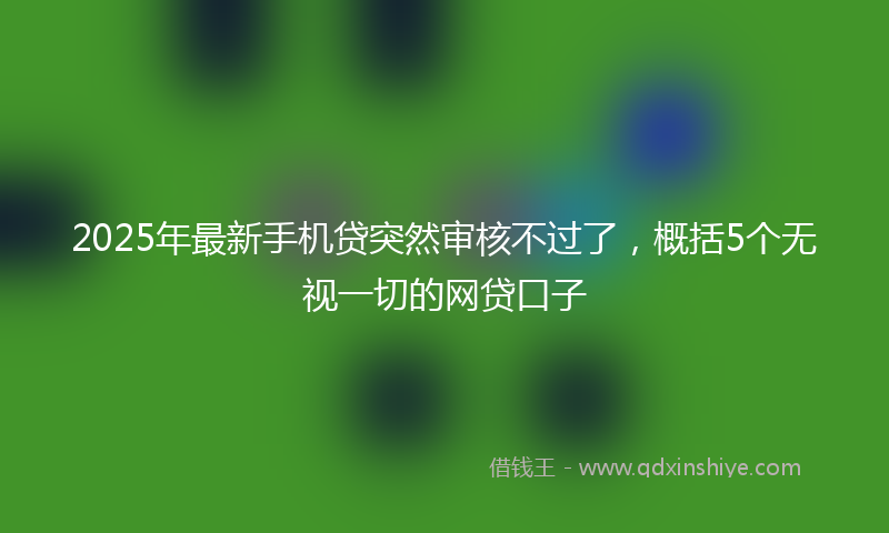 2025年最新手机贷突然审核不过了，概括5个无视一切的网贷口子