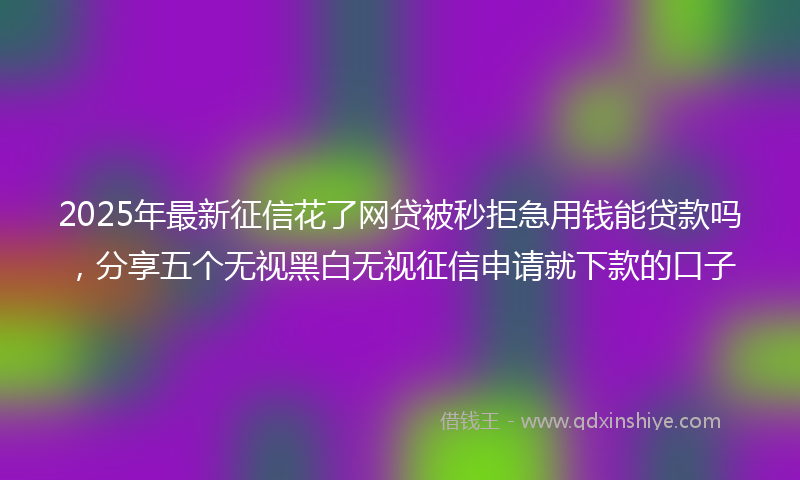2025年最新征信花了网贷被秒拒急用钱能贷款吗，分享五个无视黑白无视征信申请就下款的口子