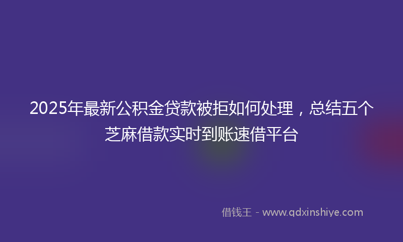2025年最新公积金贷款被拒如何处理，总结五个芝麻借款实时到账速借平台