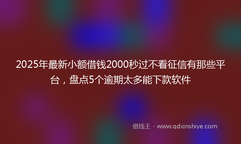2025年最新小额借钱2000秒过不看征信有那些平台，盘点5个逾期太多能下款软件