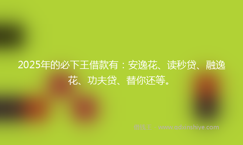 2025年的必下王借款有：安逸花、读秒贷、融逸花、功夫贷、替你还等。