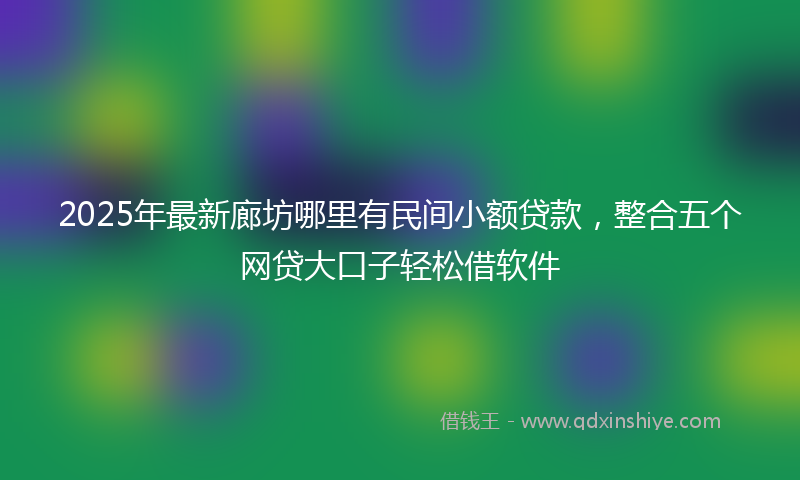 2025年最新廊坊哪里有民间小额贷款，整合五个网贷大口子轻松借软件