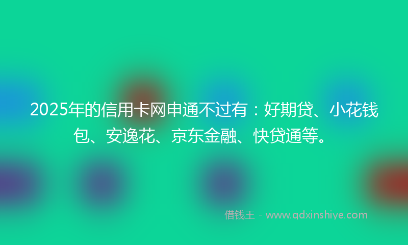 2025年的信用卡网申通不过有：好期贷、小花钱包、安逸花、京东金融、快贷通等。