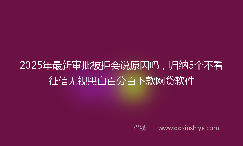 2025年最新审批被拒会说原因吗，归纳5个不看征信无视黑白百分百下款网贷软件