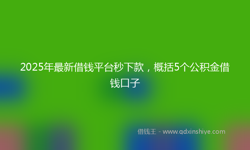 2025年最新借钱平台秒下款，概括5个公积金借钱口子