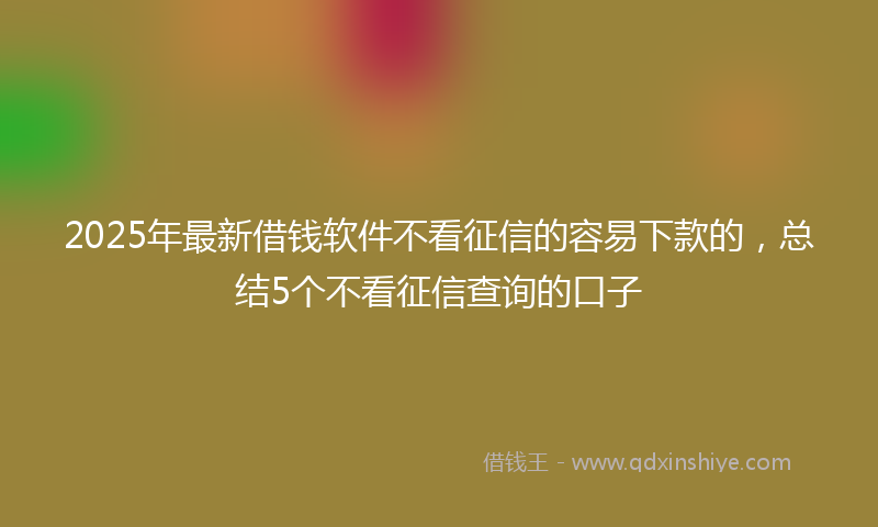 2025年最新借钱软件不看征信的容易下款的，总结5个不看征信查询的口子