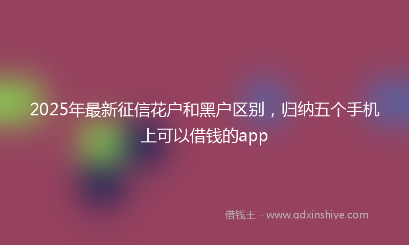 2025年最新征信花户和黑户区别，归纳五个手机上可以借钱的app