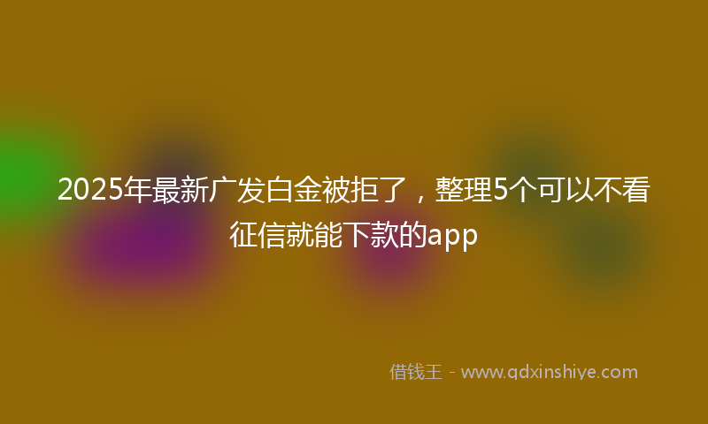 2025年最新广发白金被拒了，整理5个可以不看征信就能下款的app