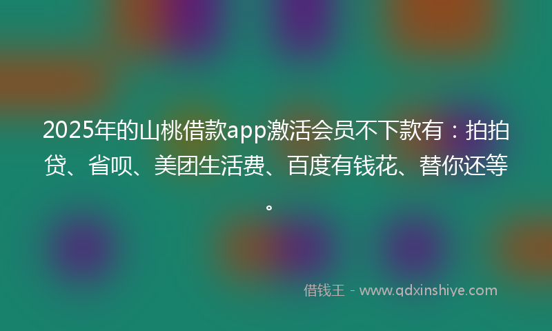 2025年的山桃借款app激活会员不下款有：拍拍贷、省呗、美团生活费、百度有钱花、替你还等。