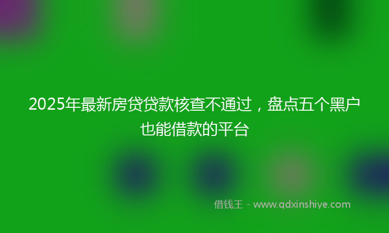 2025年最新房贷贷款核查不通过，盘点五个黑户也能借款的平台