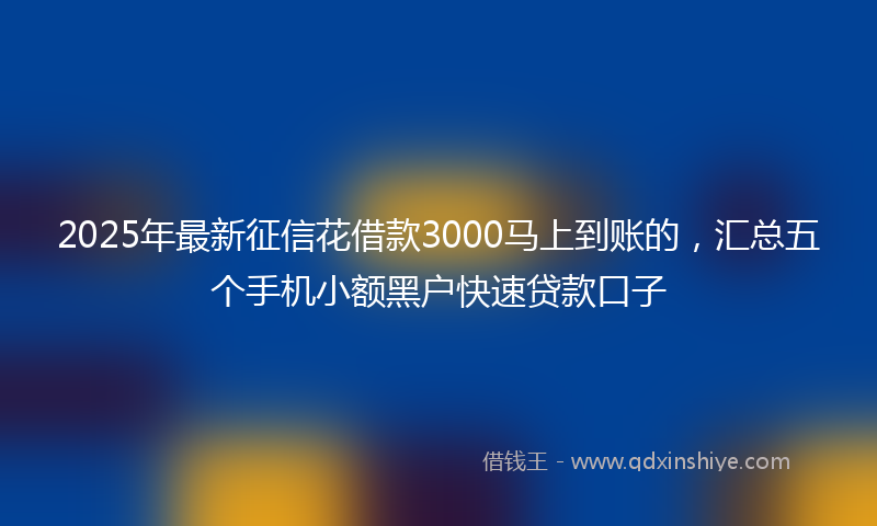 2025年最新征信花借款3000马上到账的，汇总五个手机小额黑户快速贷款口子