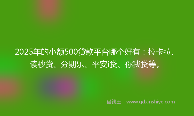 2025年的小额500贷款平台哪个好有：拉卡拉、读秒贷、分期乐、平安i贷、你我贷等。