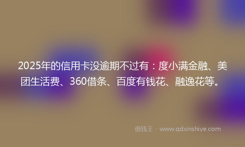 2025年的信用卡没逾期不过有：度小满金融、美团生活费、360借条、百度有钱花、融逸花等。