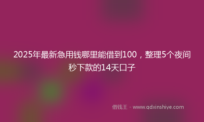 2025年最新急用钱哪里能借到100，整理5个夜间秒下款的14天口子