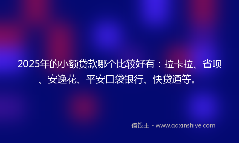 2025年的小额贷款哪个比较好有：拉卡拉、省呗、安逸花、平安口袋银行、快贷通等。
