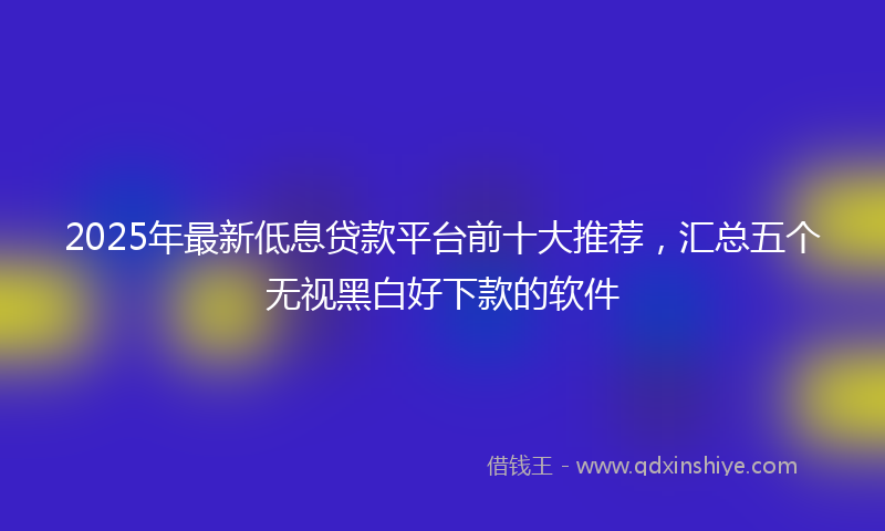 2025年最新低息贷款平台前十大推荐，汇总五个无视黑白好下款的软件