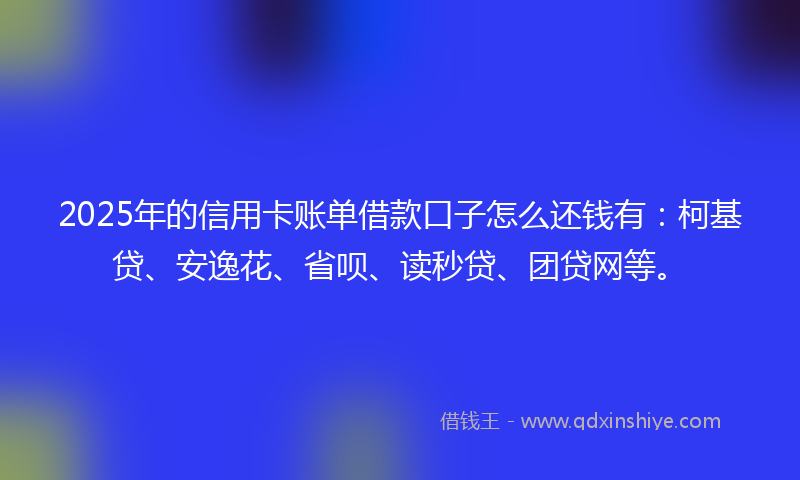 2025年的信用卡账单借款口子怎么还钱有：柯基贷、安逸花、省呗、读秒贷、团贷网等。