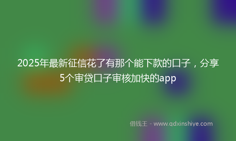2025年最新征信花了有那个能下款的口子，分享5个审贷口子审核加快的app