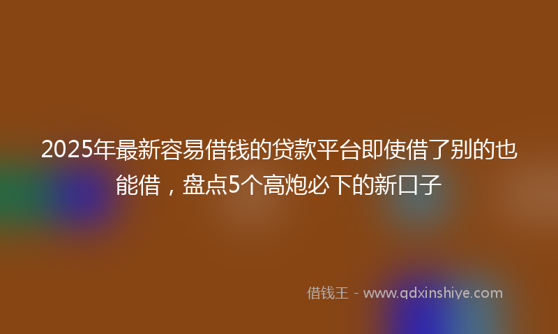 2025年最新容易借钱的贷款平台即使借了别的也能借，盘点5个高炮必下的新口子