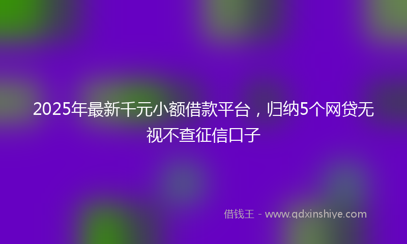 2025年最新千元小额借款平台，归纳5个网贷无视不查征信口子