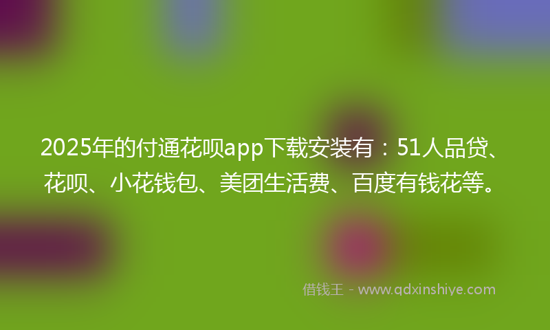 2025年的付通花呗app下载安装有：51人品贷、花呗、小花钱包、美团生活费、百度有钱花等。