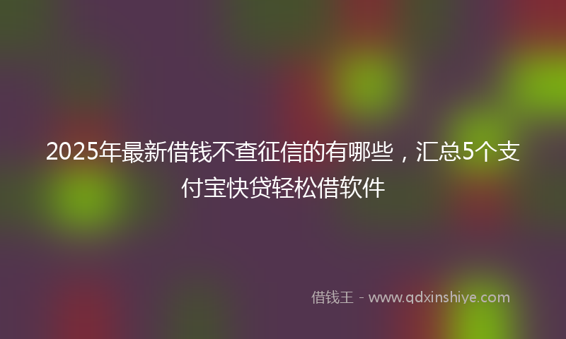 2025年最新借钱不查征信的有哪些，汇总5个支付宝快贷轻松借软件