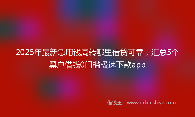 2025年最新急用钱周转哪里借贷可靠，汇总5个黑户借钱0门槛极速下款app
