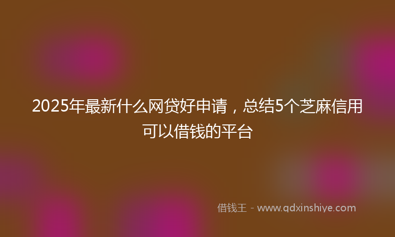 2025年最新什么网贷好申请，总结5个芝麻信用可以借钱的平台