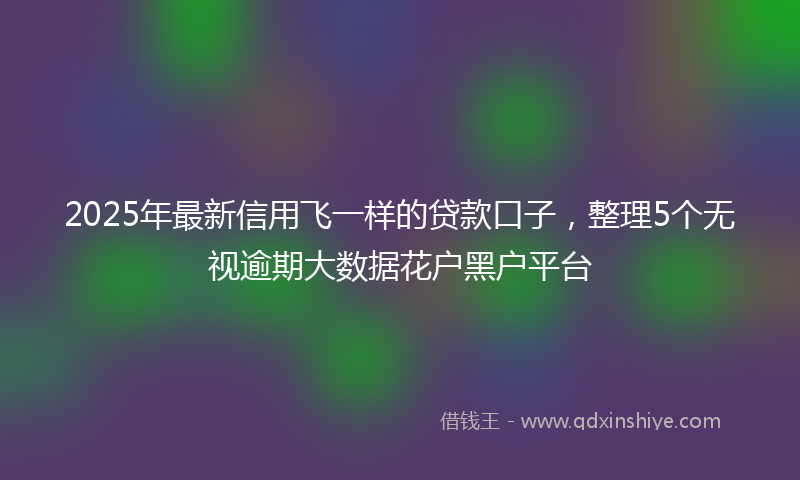 2025年最新信用飞一样的贷款口子，整理5个无视逾期大数据花户黑户平台
