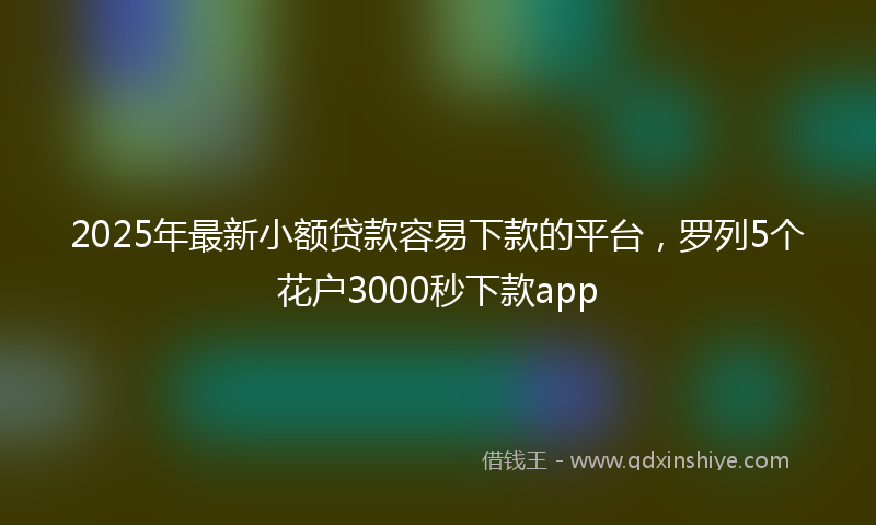2025年最新小额贷款容易下款的平台，罗列5个花户3000秒下款app