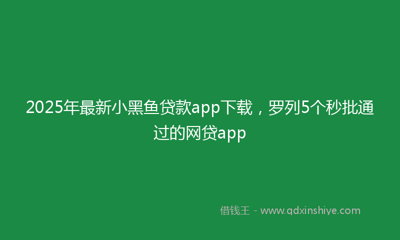 2025年最新小黑鱼贷款app下载，罗列5个秒批通过的网贷app