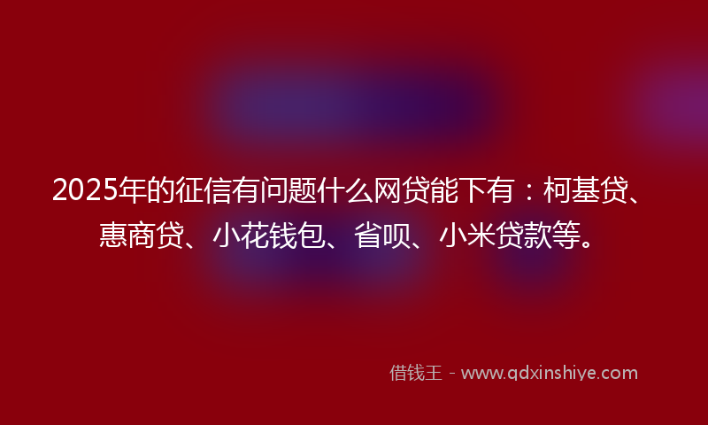 2025年的征信有问题什么网贷能下有：柯基贷、惠商贷、小花钱包、省呗、小米贷款等。