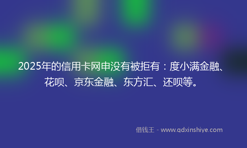 2025年的信用卡网申没有被拒有：度小满金融、花呗、京东金融、东方汇、还呗等。