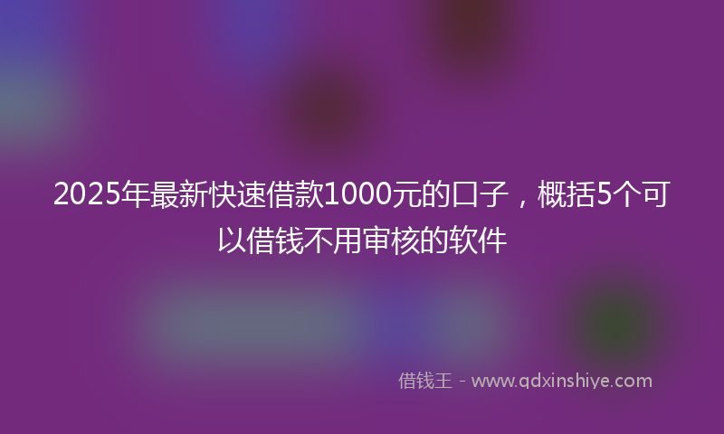 2025年最新快速借款1000元的口子，概括5个可以借钱不用审核的软件