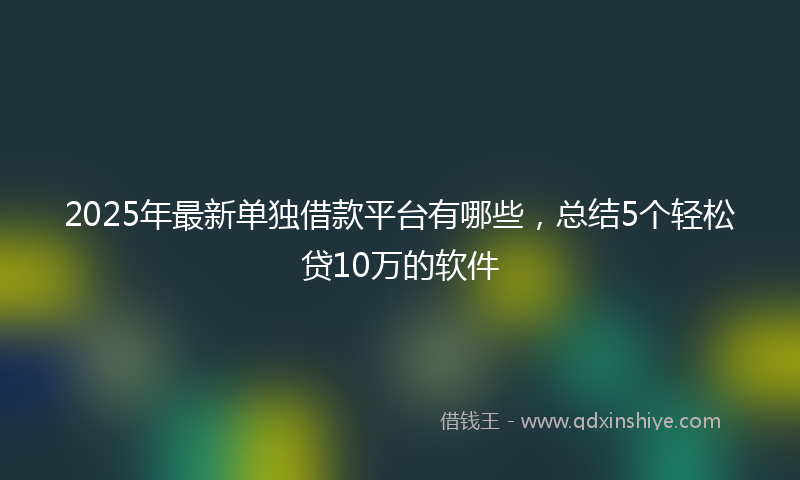 2025年最新单独借款平台有哪些，总结5个轻松贷10万的软件